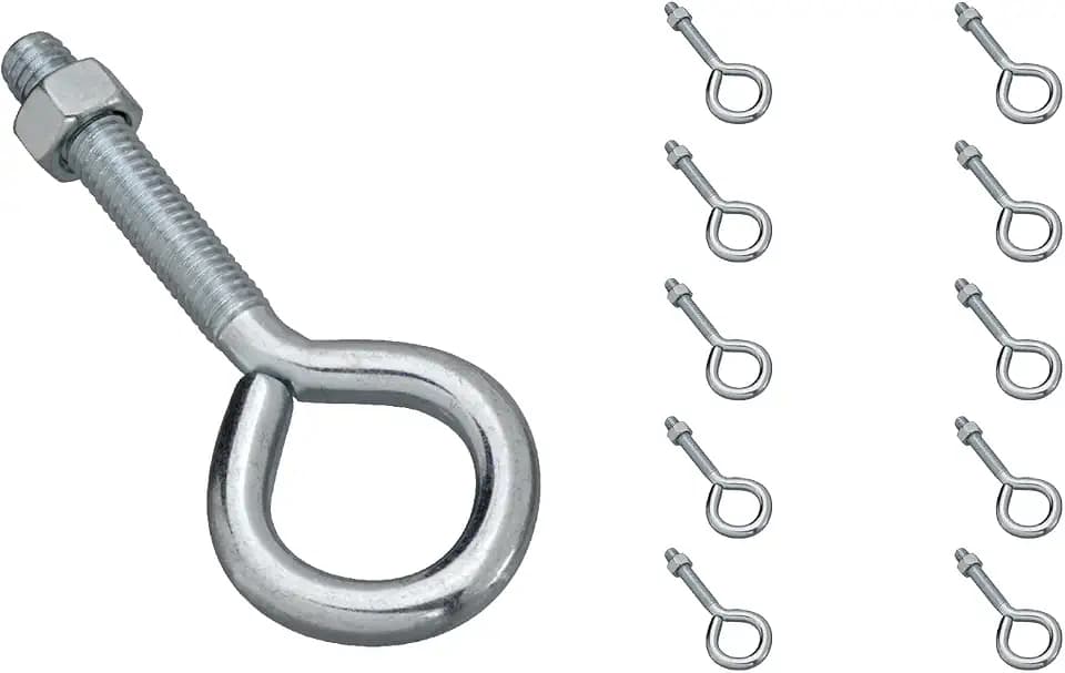 National Hardware Eye Bolts N347-252, 3/8 in x 4 in, Zinc Plated, 10-Pack