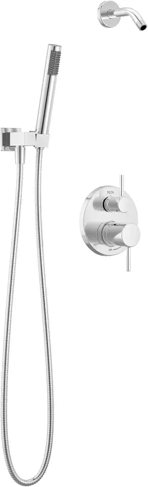 Delta Modern Round Shower System Faucet Set, Chrome Shower Head and Handle Set, Valve Trim Kit, Chrome T342704-LHD (Valve and Head Not Included)
