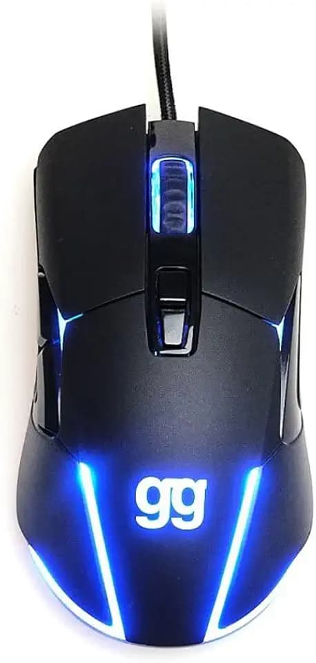 iggual Gaming-Maus mit USB-Kabel, RGB-Multizonenbeleuchtung, 800 bis 7200 DPI, Schwarz, 12,5 x 6,5 x 4 cm