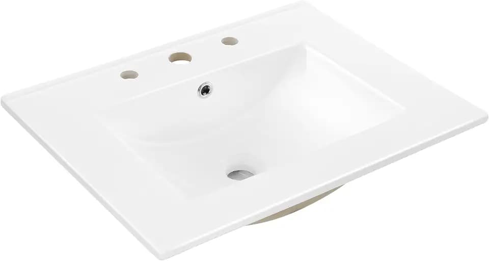 JONATHAN Y Ancillary 24" Bathroom 3-Hole Sink Top, White