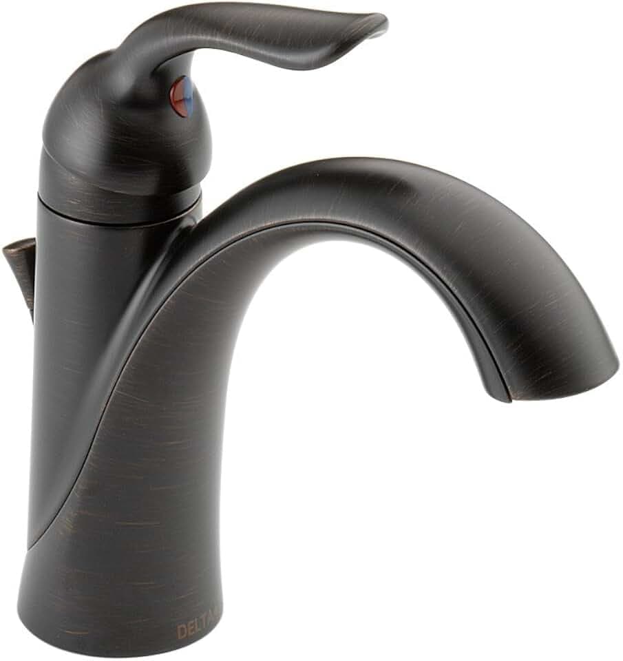 Delta Lahara Oil Rubbed Bronze Bathroom Faucet 1 Hole, Single Hole Bathroom Sink Faucet for Vanity, Metal Push-Pop Drain Assembly, Venetian Bronze 538-RBMPU-DST
