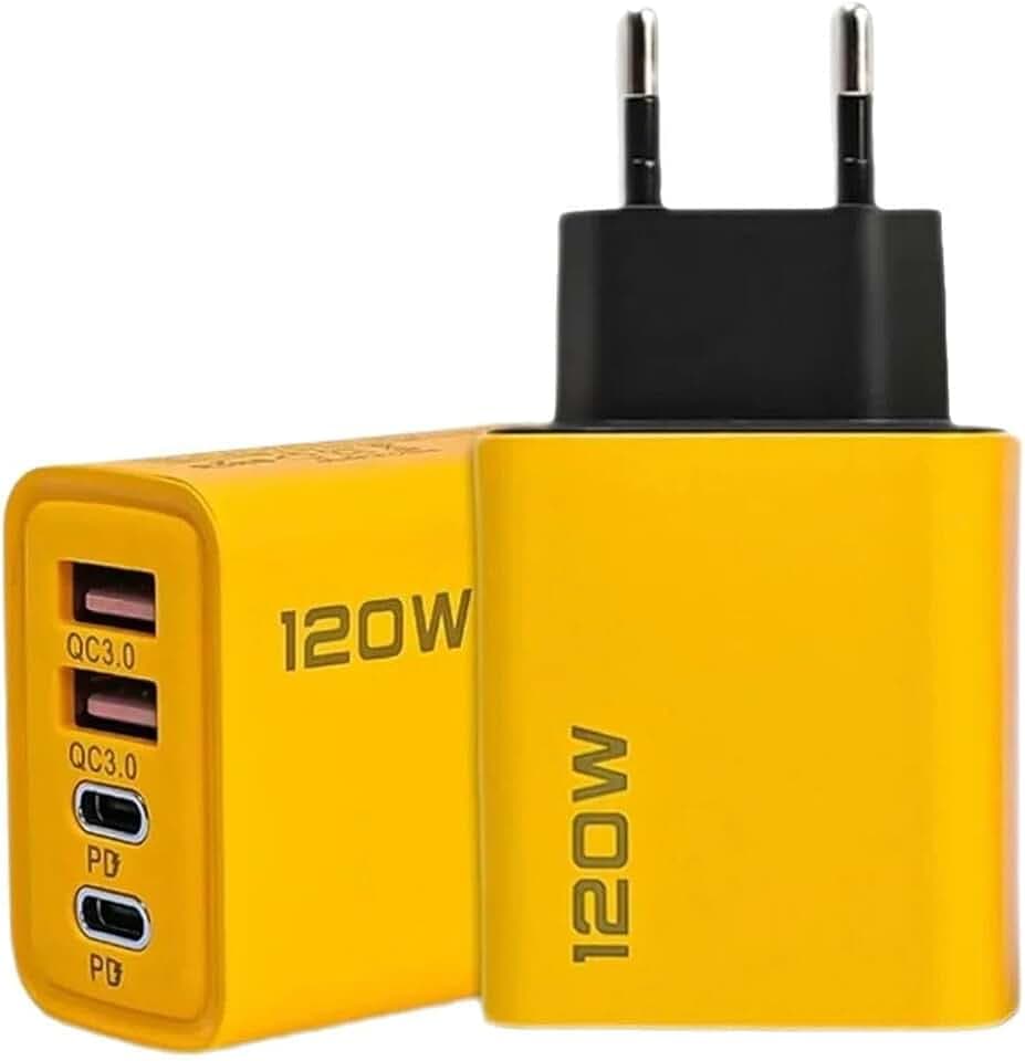 USB C Stecker 120W 4-Port Schnellladegerät Dual Port PD Netzteil QC für iPhone, Samsung, iPad, Ladekopf Türme für mehrere Geräte Wand Ladegerät Stecker EU (2PD+2USB)