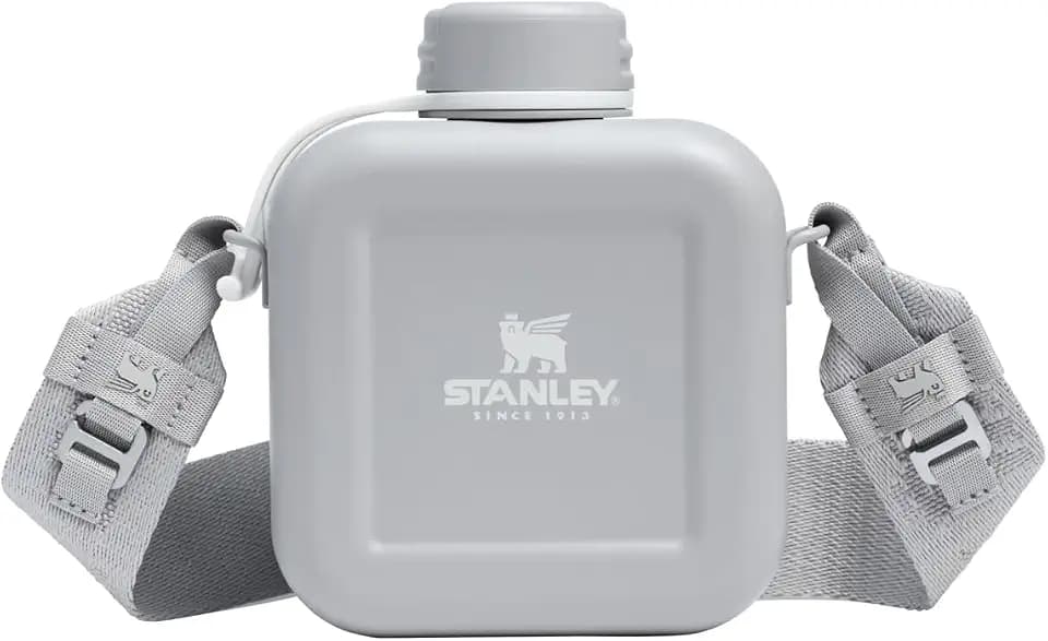 Stanley Next x Nature Canteen 25 oz | Lightweight Stainless Steel Water Bottle with Adjustable Strap & Tethered Lid | BPA-Free | Ash