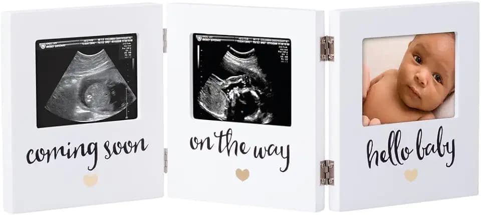 Pearhead Triple Sonogram Keepsake Picture Frame, White