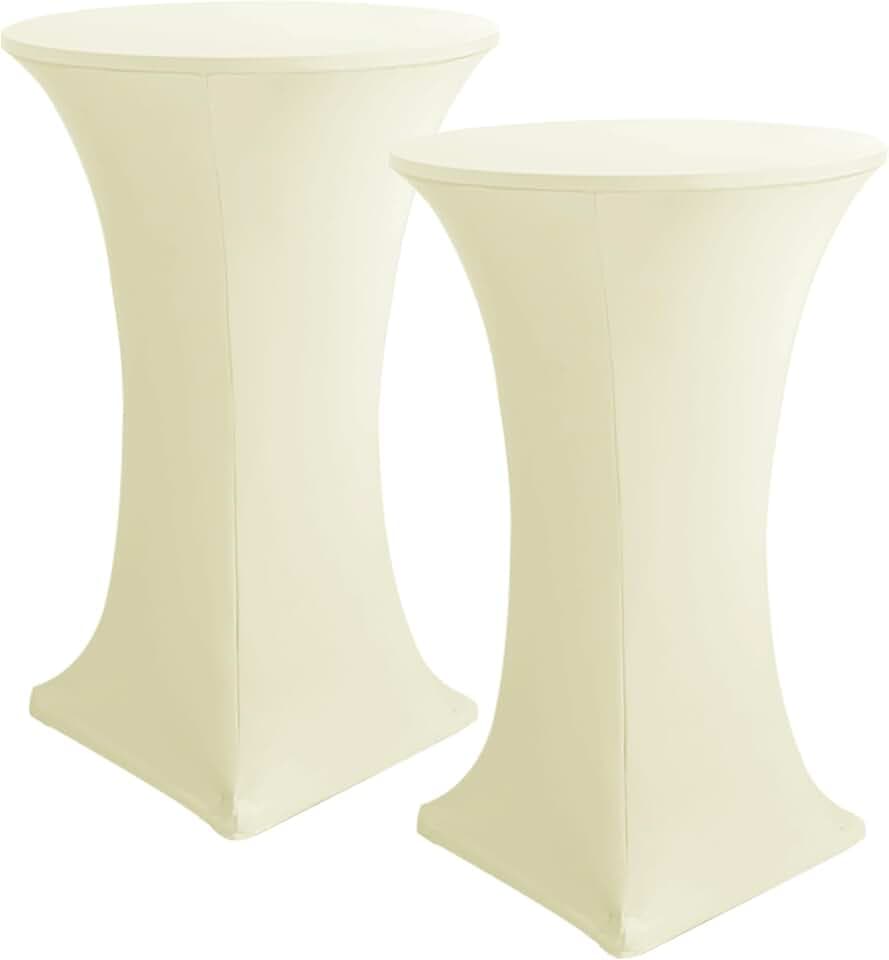 Spandex Ivory Cocktail Table Covers for 30-32 Inch High Top Pub 2 Pack
