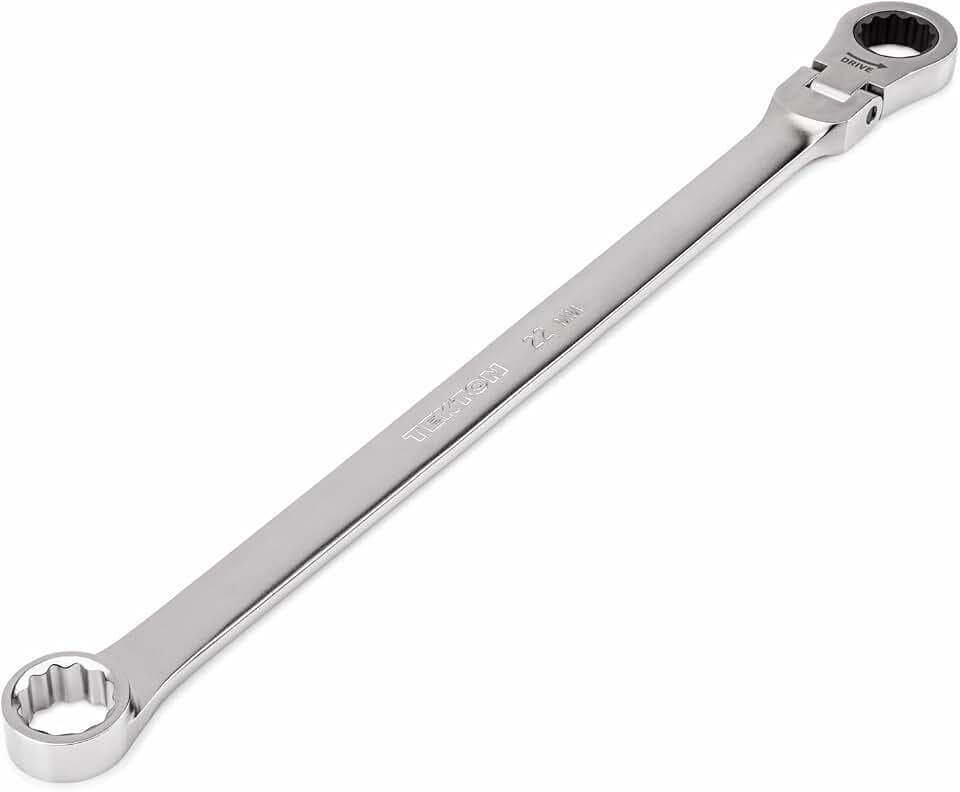 TEKTON 22 mm Long Fixed/Flex Head Ratcheting Box End Wrench | WRB35422