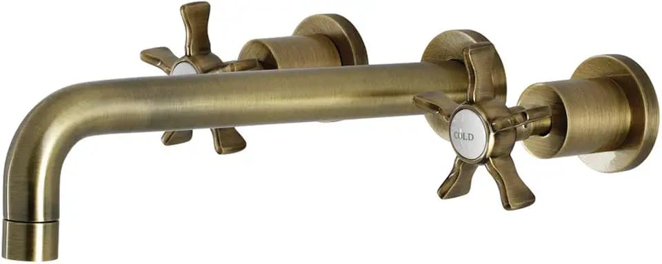 Kingston KS8023NX Two-Handle Wall Mount Tub Faucet, Antique Brass