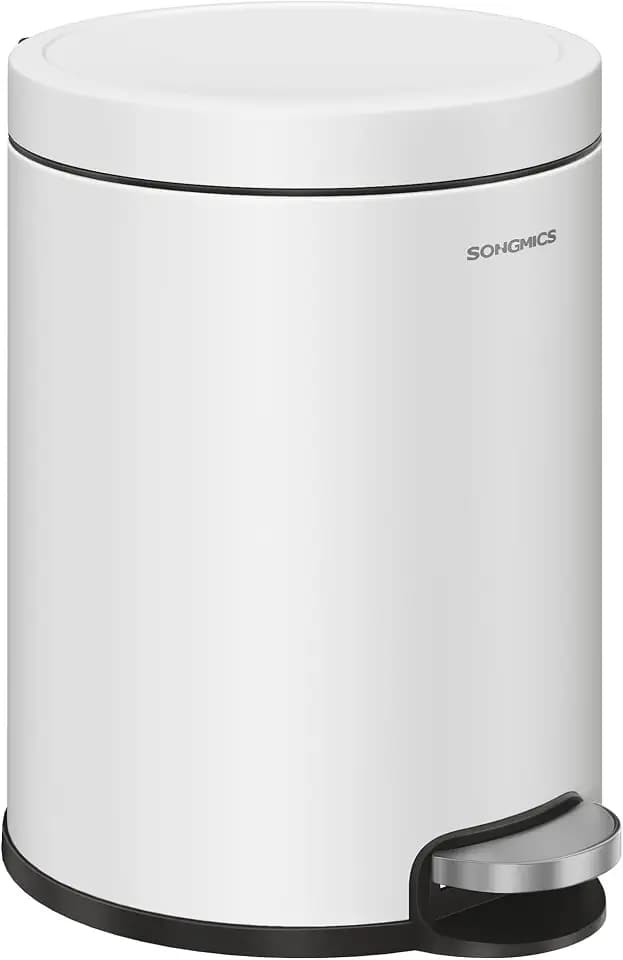 SONGMICS Bathroom Trash Can, Soft-Close, 1.6 Gallon (6 L), Stainless Steel