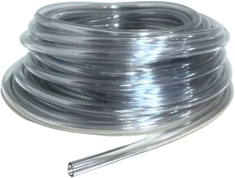 Made in the USA 1/2"ID x 5/8 OD Tubing. Phthalate free, BPA free, FDA compliant clear PVC tubing. Flexible clear tubing in a 25 foot length appropriate for multiple hose applications.