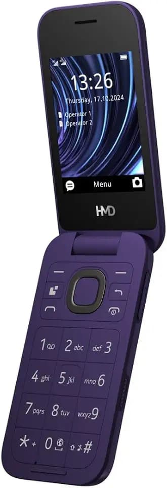 HMD 2660 Flip Klapphandy (2,8" Hauptdisplay, 1,77" Zweitdisplay, 4G + 4G, Bluetooth, 128 MB, 1450mAh Akku, FM Radio, MP3 Player, 0,3 MP Kamera) Purple
