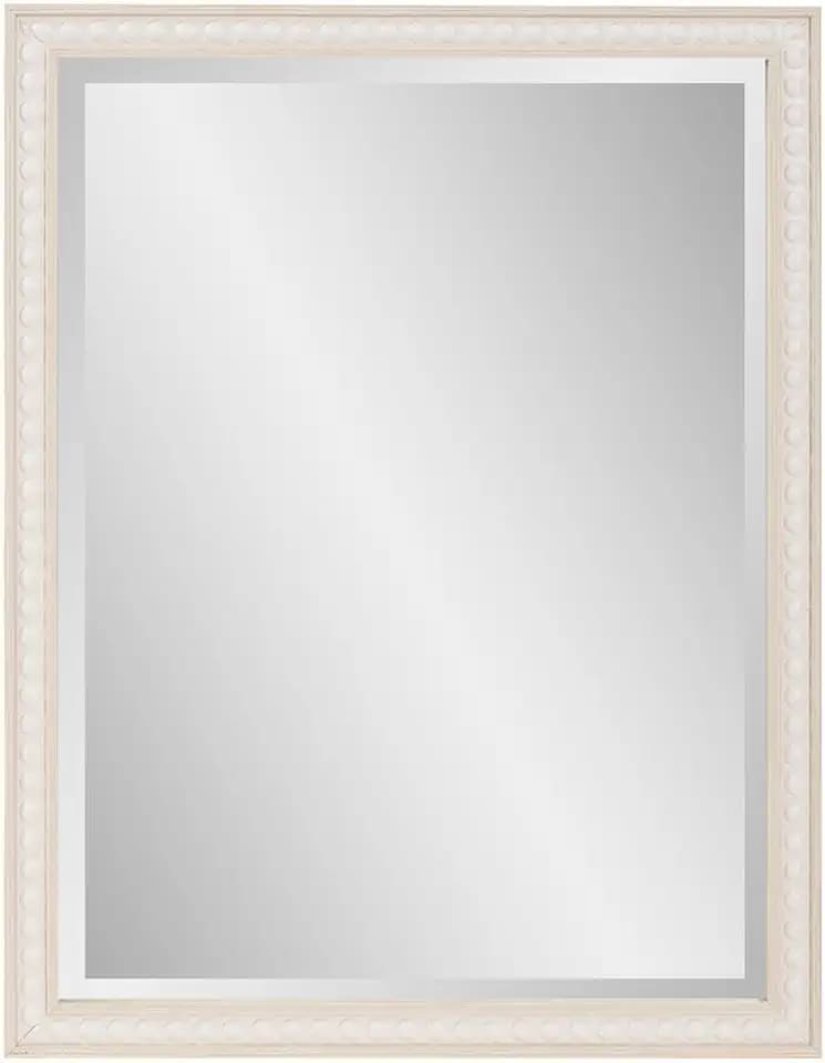 Howard Elliott Collection Rectangular Beaded Wall Mirror, Natural Frame Decorative Vanity Mirror with Beaded Border for Living Room, Entryway, Bedroom, Bathroom & Home Decor, 28 x 22 Inch