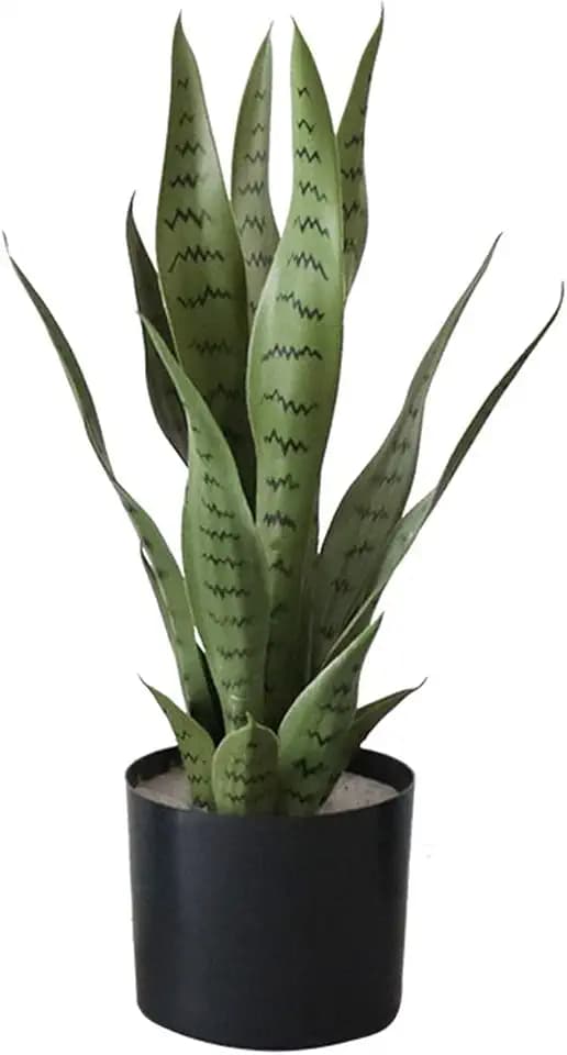 Fake Plants Artificial Faux Snake in Gold Pot Tropical Sansevieria Silk Potted Plants Indoor for Home Living Room Bathroom Office Housewarming Gift Decor