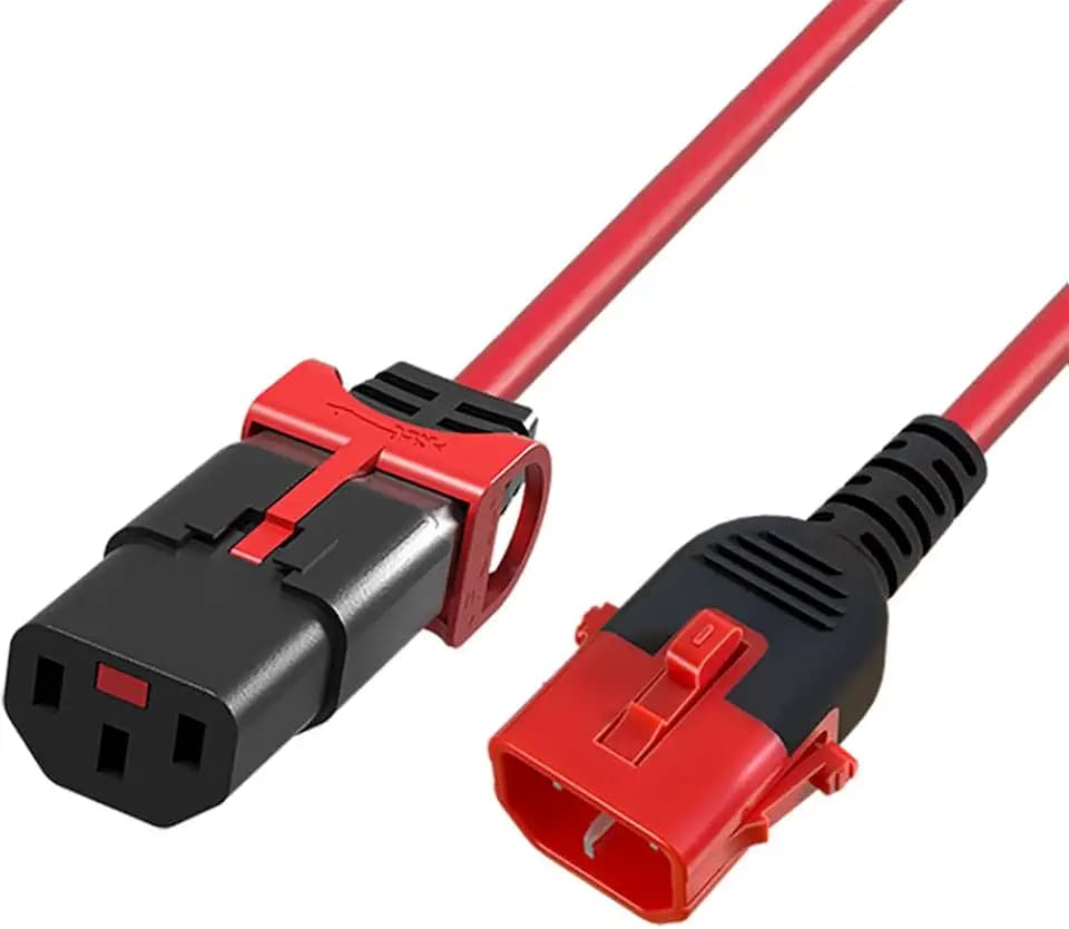 ACT C13 IEC Lock+ nach C14 IEC Dual Lock Netzkabel, 2M Rot – AK5514