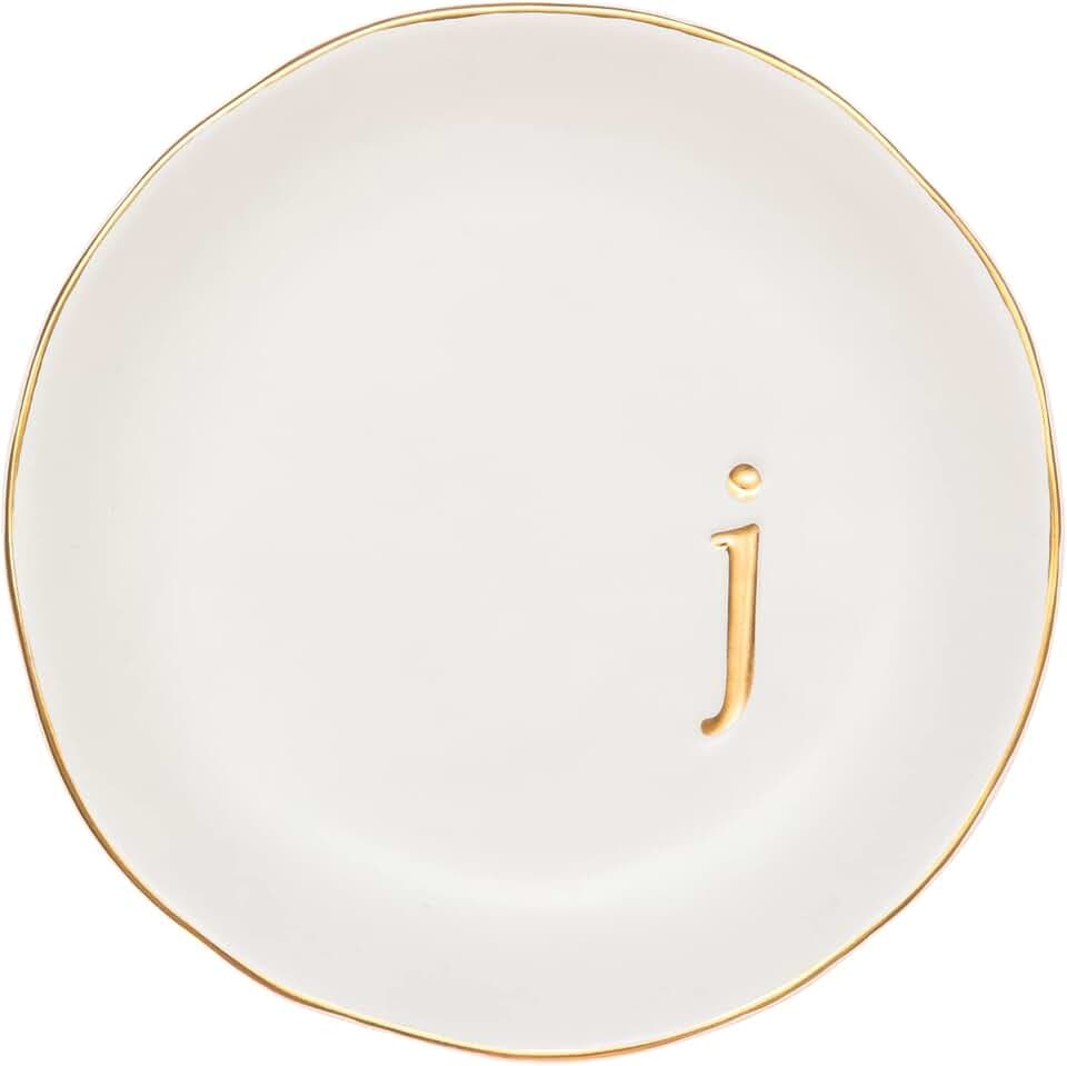 COLLECTIVE HOME Ceramic Jewelry Tray, Trinket Dish, Gifts for Women (J)