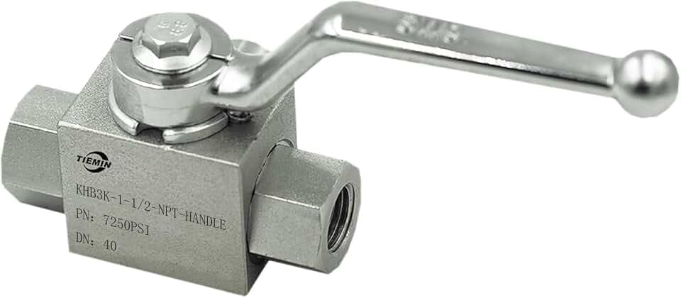 TieMin Generic High Pressure Hydraulic Ball Valve 1-1/2" NPT, 3 Way Ball Valve, 1-1/2 Inch Hydraulic Valve 7250 PSI(500 bar)