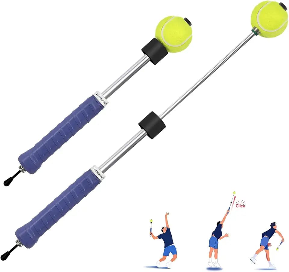 Tennis Swing & Serve Trainer, Retractable Click Feedback Training Tool, Improve Rhythm and Fluidity of Serve, Forehand, Backhand, Smash, Slice, Warm Up Stick for Indoor & Outdoor Practice