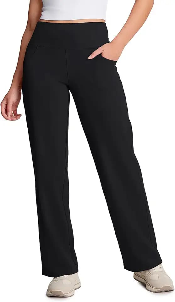 Yogipace Women's High Rise Wide Leg Yoga Pants with Pockets, 27"-35"