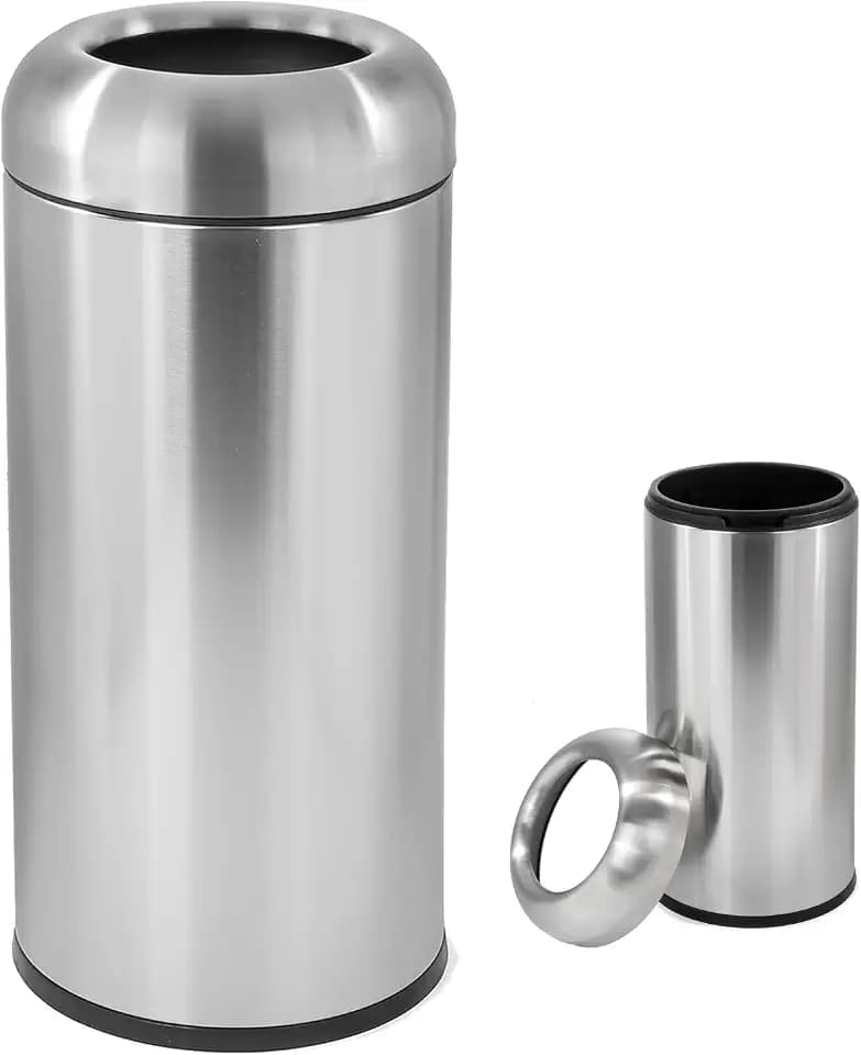 WICHEMI 16 Gallon Commercial Large Kitchen Trash Can Bright Silver Outdoor
