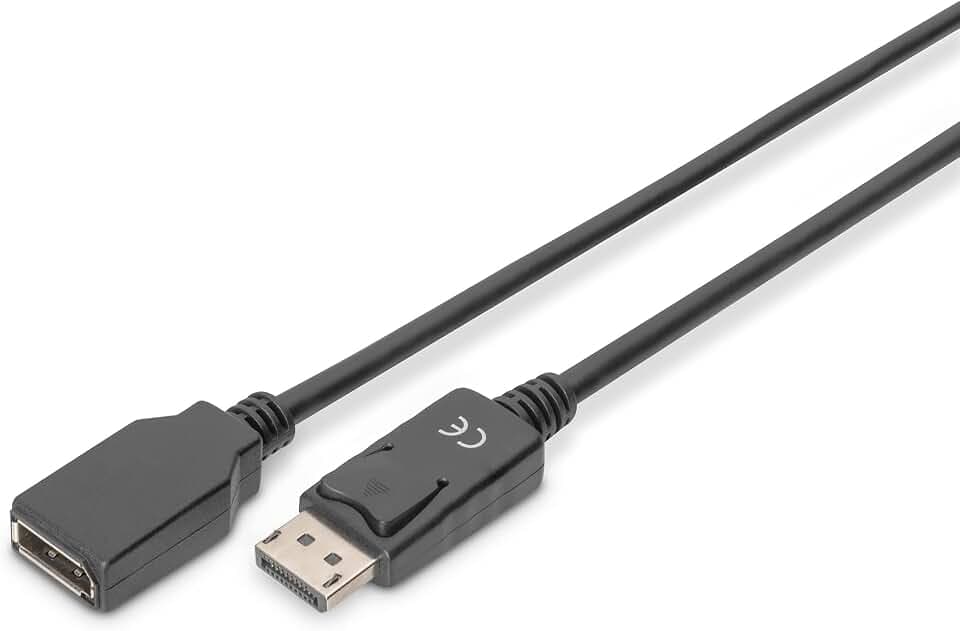 DIGITUS DisplayPort Verlängerungskabel, DP St/Bu,2.0m, m/Verriegelung, DP 1.2 - Schwarz
