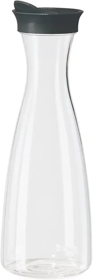 OGGI Clear Carafe w/Flip Open Lid - Ideal Juice Bottle, Clear Pitcher with Lid, Tea Pitcher, Water Carafe, 1.6 Lt(54Oz), Black