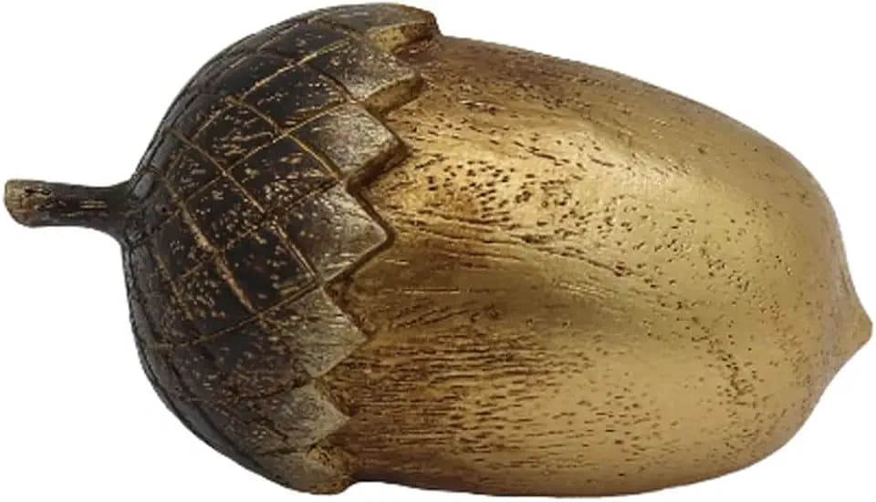 SARO LIFESTYLE Decorative Acorn Figurines (Set of 8) – Rustic Autumn Tabletop Decor, Metallic Finish Fall Home Accents for Centerpieces, Shelves & Seasonal Display, 5", Brown