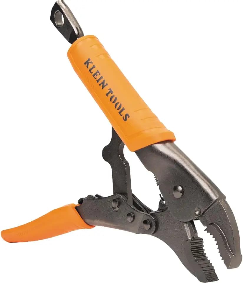 Klein Tools 38602 Curved Jaw Locking Pliers with Quick Release Handles, Intuitive Thumb Knob, High Torque and Gripping Power, 10-Inch