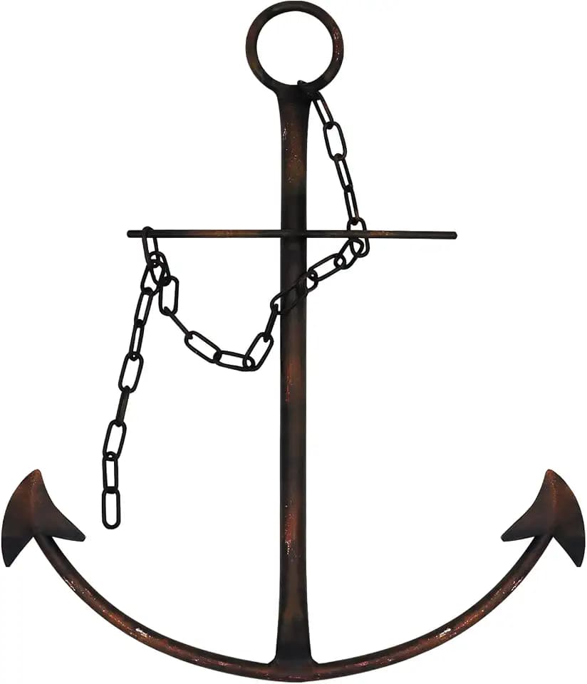 Nautical Anchor Wall Decor, Antique Metal Anchor Art Wall Decor With Chain for Bedroom Living Room Dorm Home/13 Antique Farmhouse Decor (Vintage)