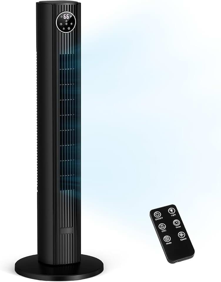 ZAFRO 36" Tower Fan 3-Speed & 90° Oscillation, 12H Timer, Washable Filter – Quiet Cooling for Bedroom Home Office