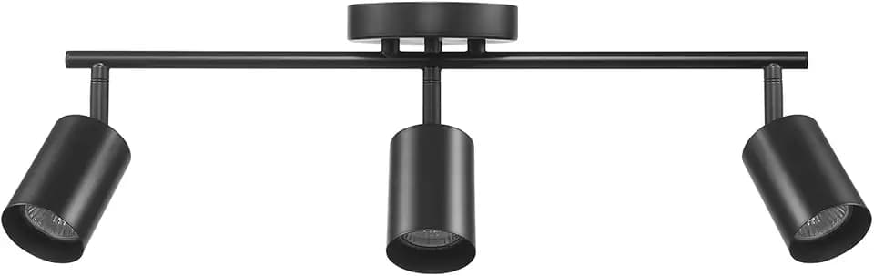 Globe Electric 64000091 21" 3-Light Track Lighting, Matte Black, Pivoting Shades, Ceiling Lamp for Bedroom, Kitchen, Hallway, Bathroom, Den, Dining Room, Home Décor