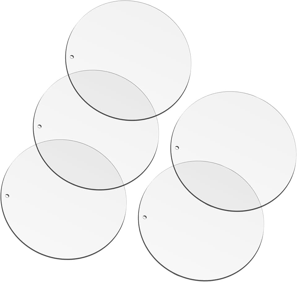 5 Pack Acrylic Disc Blanks, 4 Inch Clear Acrylic Round Disc with Holes for Crafts DIY Keychain Holiday Decorations