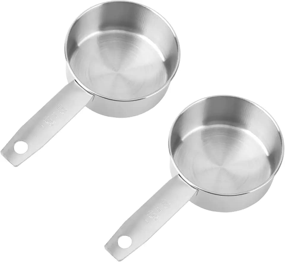2pcs 1/2 Measuring Cup Scoops, 125ml Stainless Steel Half Cup Scoop