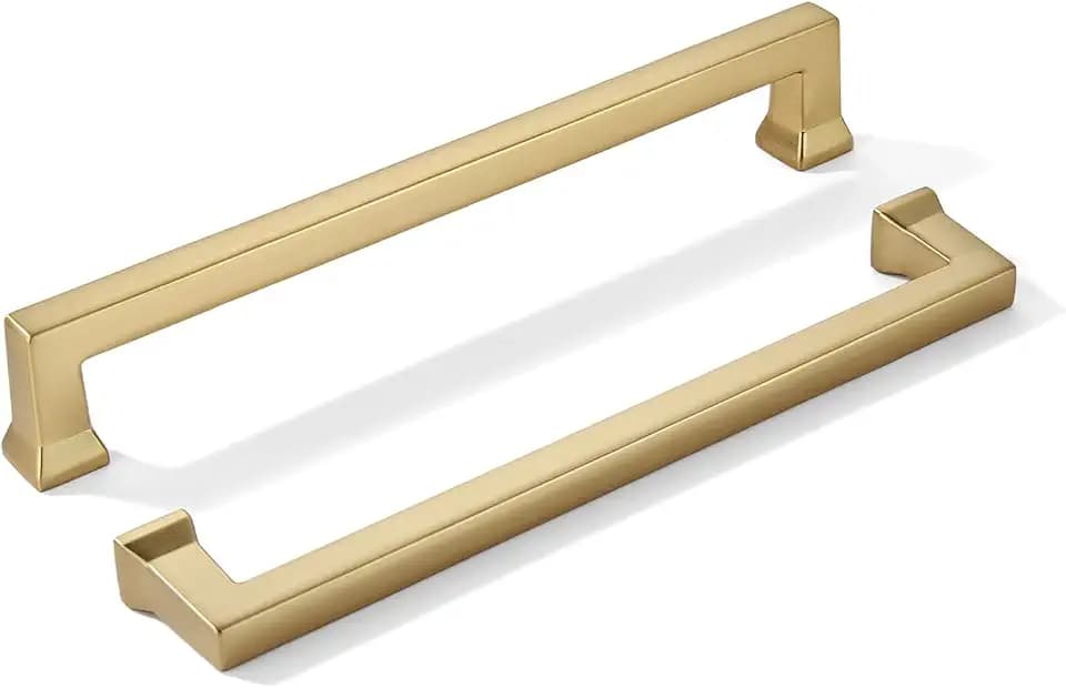 khtumeware 2 Pack 8inch(203mm) Hole Center Champagne Bronze Cabinet Pulls Heavy-Duty Solid Warm Brass Cabinet Hardware Pulls for Kitchens, bathrooms and Dresser Handle