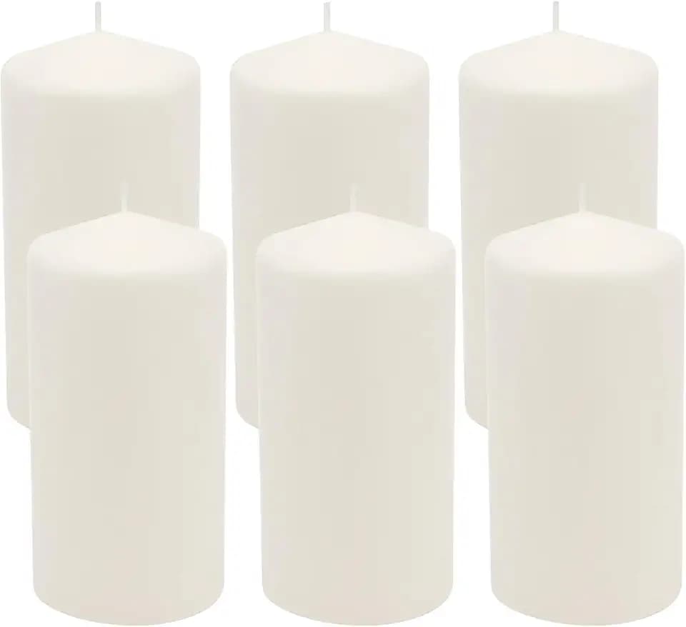 Stonebriar Unscented White Tall Pillar Candles, 65 Hour Burning Candle Pillars, Perfect for Decor, Weddings, Emergencies 3" X 6", 6 count