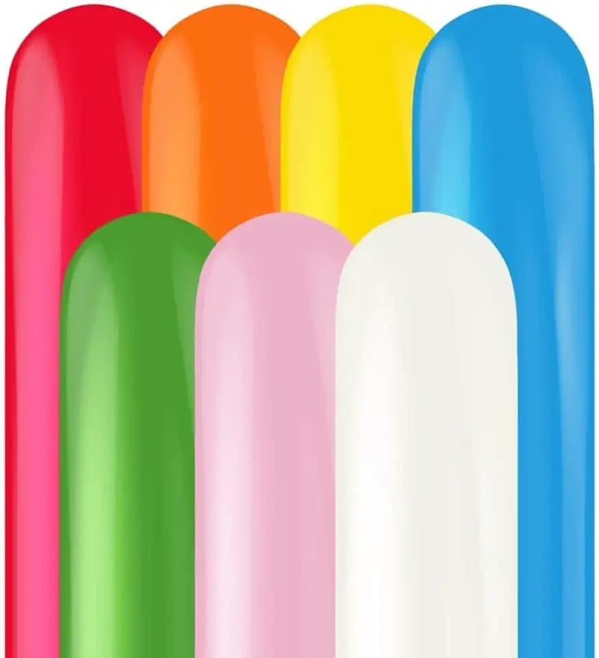 Tuf Tex 260 Latex Balloons for Balloon Animals, 50-Pack, Assorted Colors