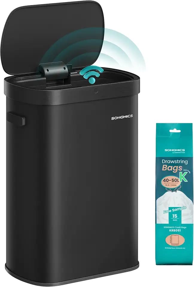 SONGMICS Motion Sensor Trash Can, 13 Gallon (50 L), Soft-Close Lid