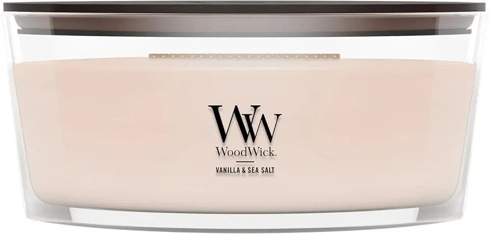 WoodWick Vanilla & Sea Salt Scented Candle, Crackling Wick, 16oz