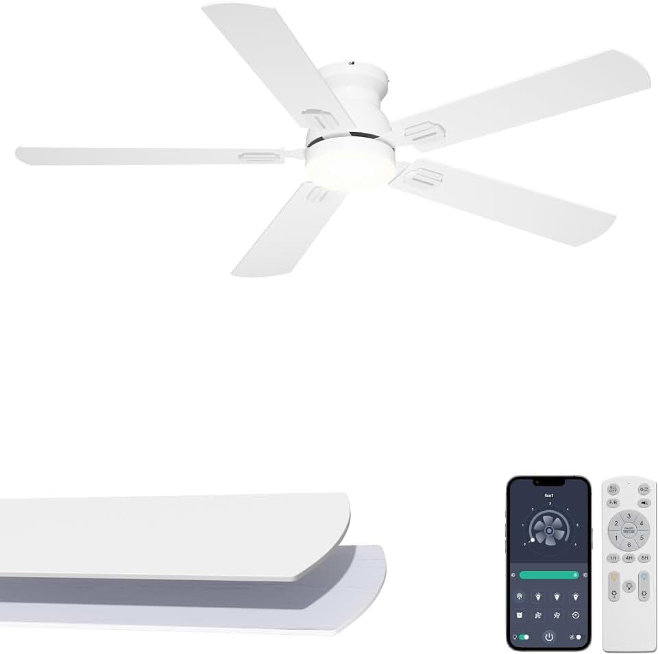 52'' Low Profile Ceiling Fan with Lights for Bedroom, Living Room