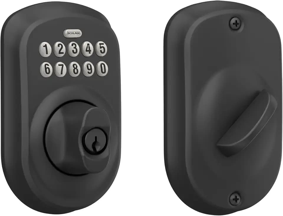 Schlage Electronic Keypad Deadbolt Lock, Plymouth Trim, Matte Black