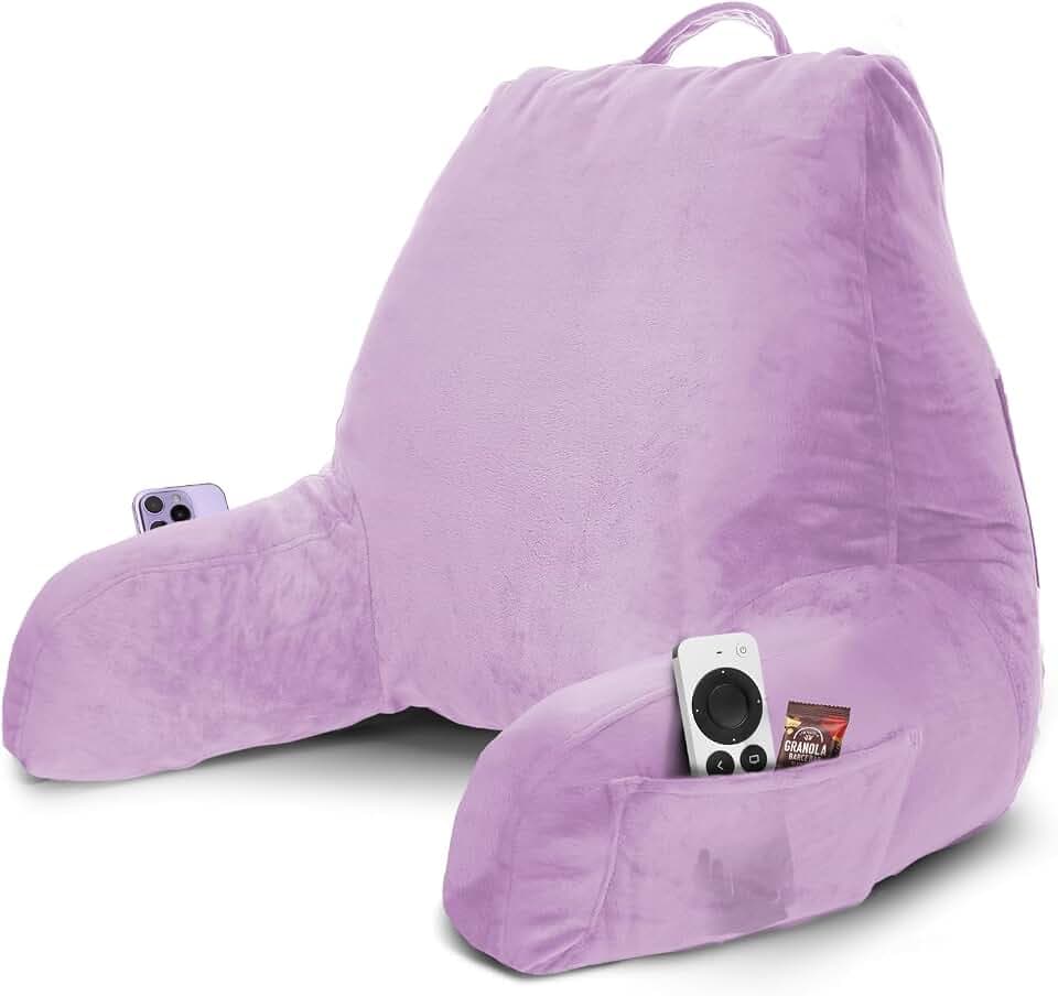 Nestl Reading Pillow for Bed, Back Pillow for Sitting Up in Bed, Lavender