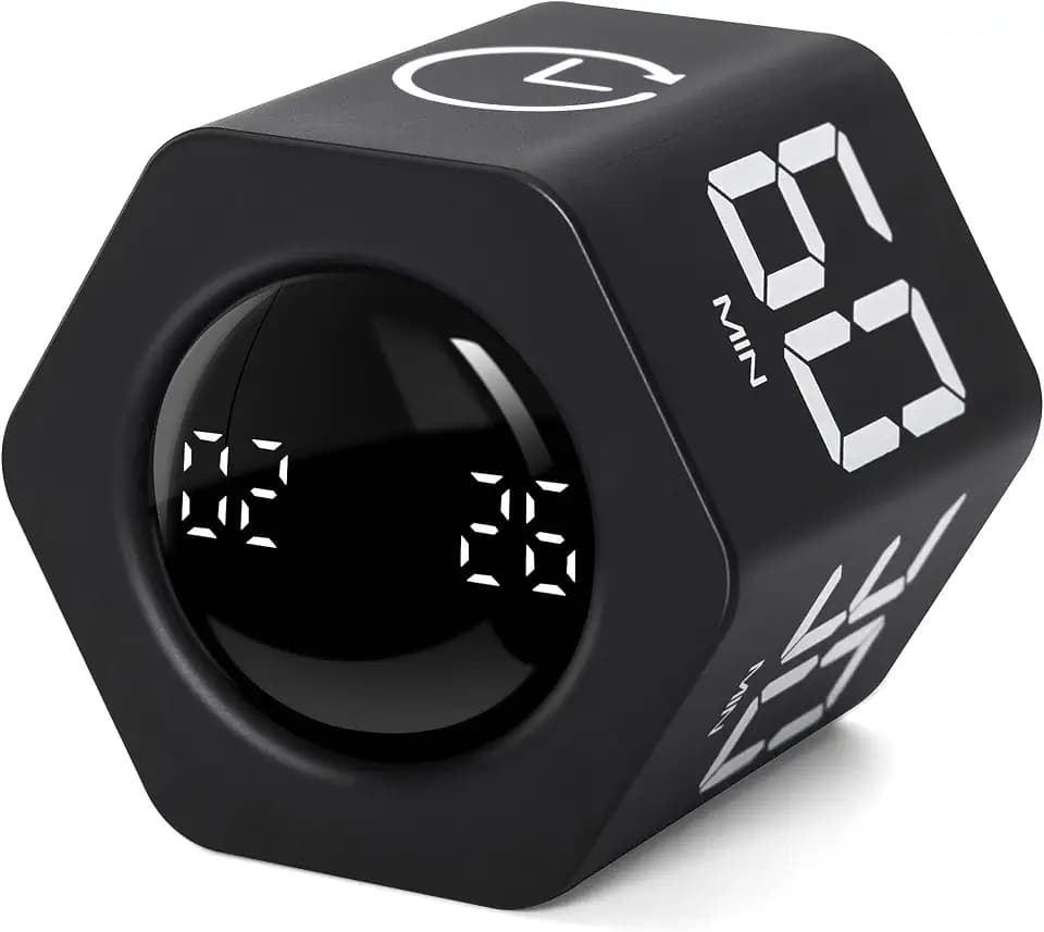 Productivity Timer, 1, 5, 10, 30, 60 Minute Presets, Desk Cube Timer