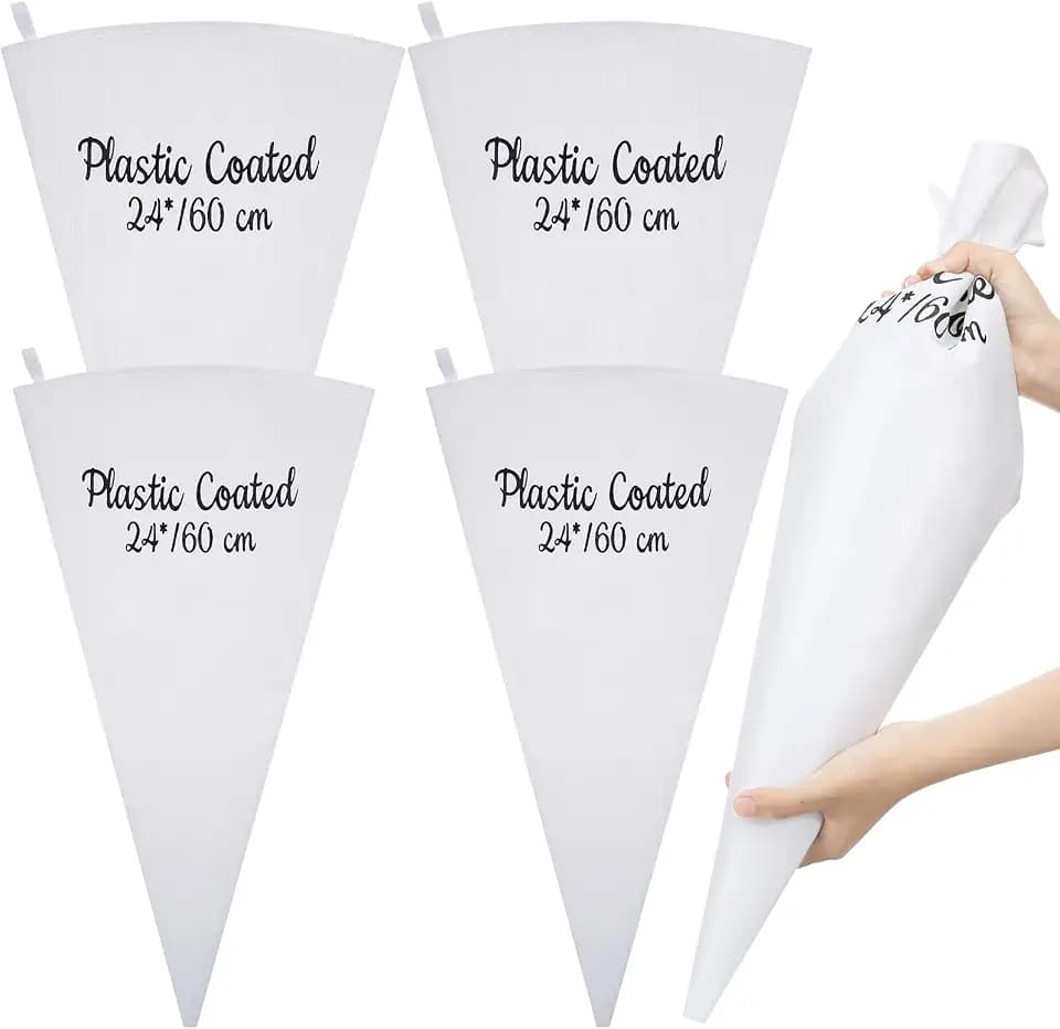 Nuogo 4 Pack 24 Inch Reusable Piping Bags, Canvas Plastic Coated