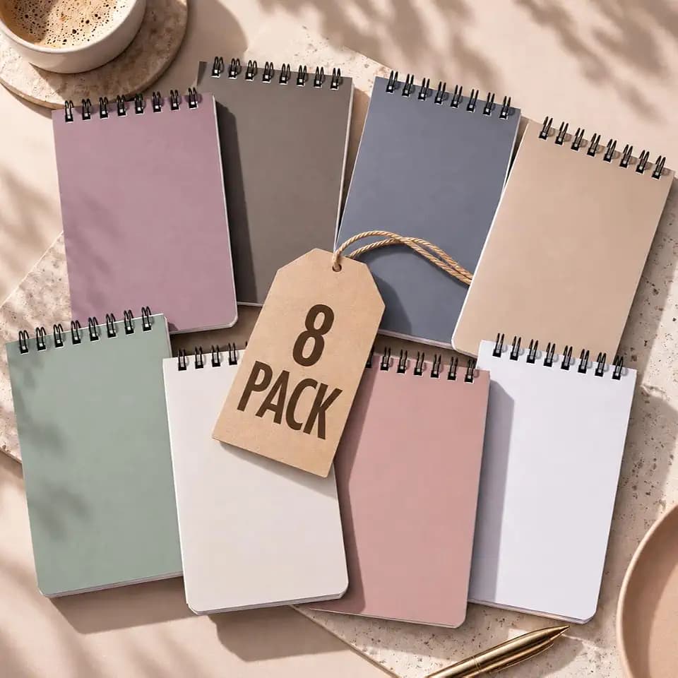 ZICOTO Aesthetic Pocket Notebooks Set Of 8 - Small 3x5 Spiral Notepads