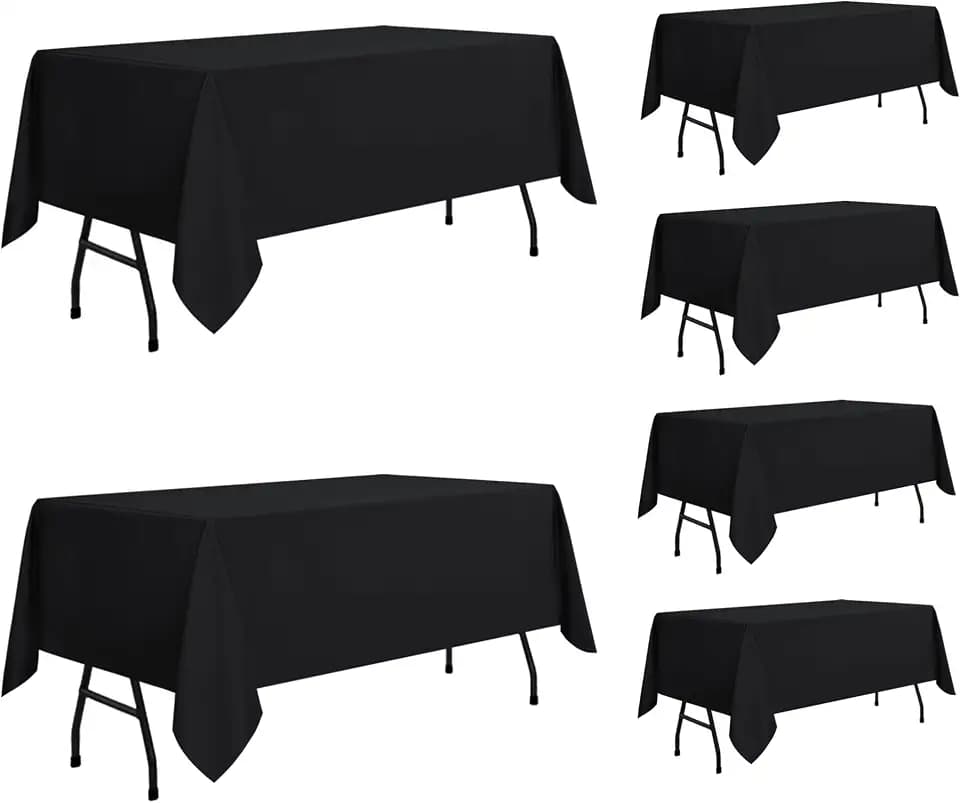 sancua 6 Pack Black Rectangle Tablecloth, 60 x 84 Inch for 4ft Tables