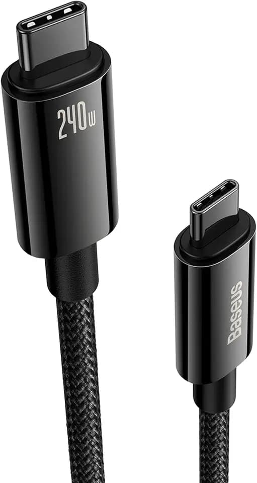 Baseus USB C Cable, 240W PD 5A Fast Charging USBC to USBC Cable, Zine Alloy Nylon Braided Type C Charger Cord for iPhone 16 15 Pro/Plus/Pro Max, MacBook, iPad Pro/Mini, Samsung S23/S22+ (6.6ft)