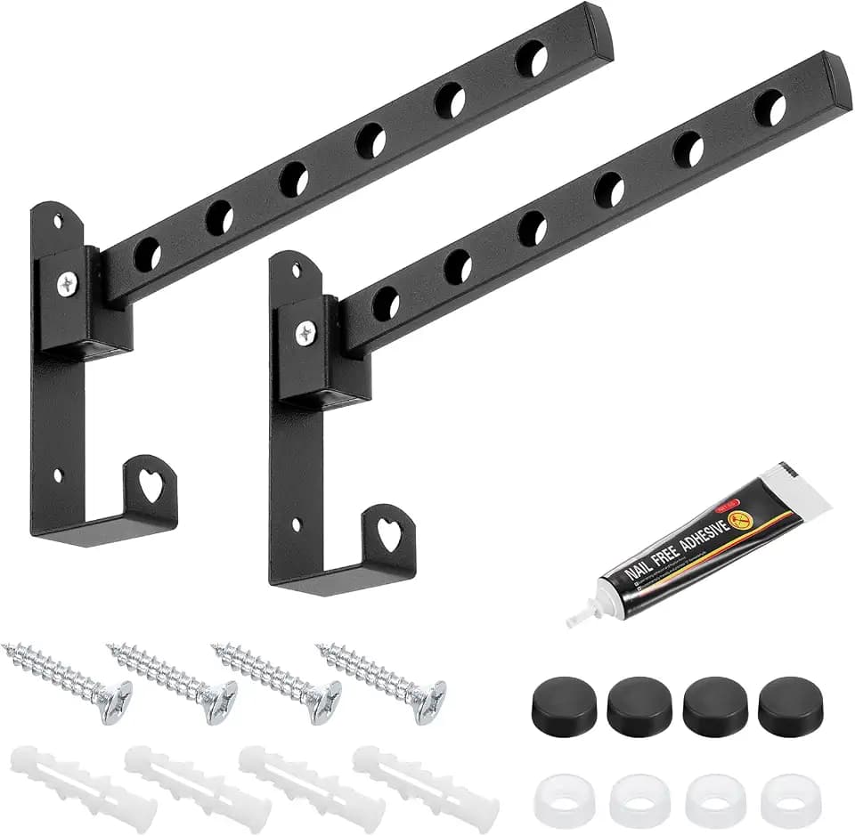 uxcell Wall Mount Clothes Hanger, 10 Inch Clothes Drying Rack Coat Hooks Foldable Hanger Rack Wall Hook for Bathroom Bedroom Kitchen, Black