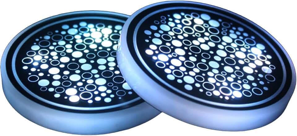 LED Getränkehalter Lichter, 2 LED Auto Untersetzer mit 7 Farben, leuchtendes Licht, Becherpad, USB Ladebecher, Untersetzer, Getränke-Untersetzer