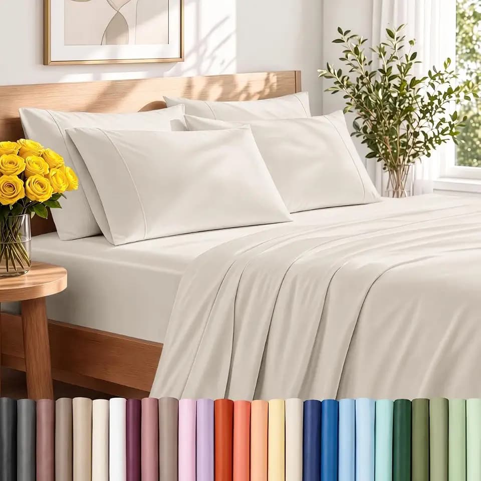 Bare Home Sheet Set 1800 Ultra-Soft with 2 Pillowcases (Twin XL, Sand)