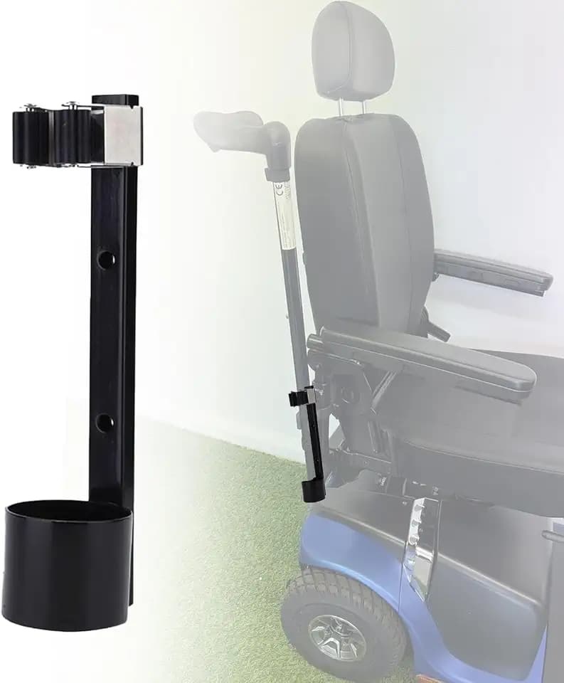 Metal Cane Holder for Mobility Scooters & Power Chairs - Walking Stick Stand Support Accessories for Wheelchair, Walker