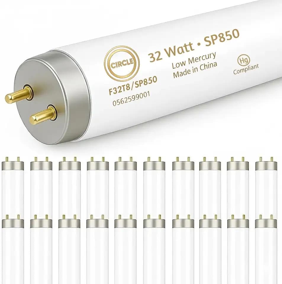 Circle F32T8 850 Fluorescent Tube 4 Ft 48 in T8 32W 5000K Bright White 25Pk