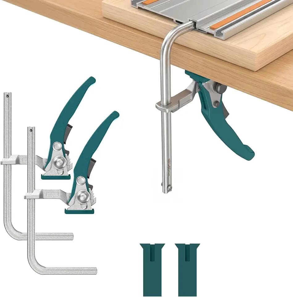 Housolution 2 Pack Quick Release Ratcheting Table Clamp, Track Saw F Clamps